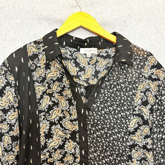 Umgee Tunic Dress Sz XL Sheer Paisley Boho Peasant Artsy Ruffle Hem Balloon Slv - Picture 3 of 9